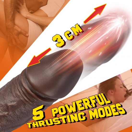 8.7" Wireless Big Black Dildo with 5 Thrusting speeds 10 Vibrating patterns