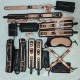 Premium Pink Matching Leather Bondage Set 8 Pieces -BDSM Hand Ankle Cuffs Thigh Cuffs Blindfolder Gag paddle riding crop mattress restraints