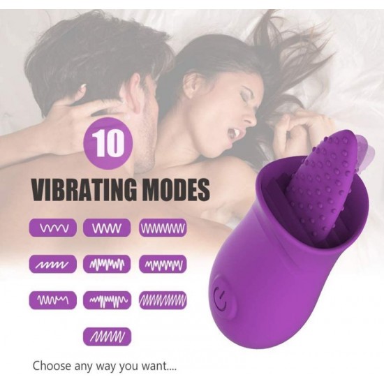 Clitoral Tongue Vibrator with 10 Vibration Modes Mini Licking Clitoris Stimulator Nipple Anus Massager
