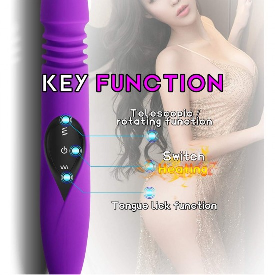 Telescopic G Spot Sex Toys Heating Dual Motor 10 Frequency Vibration USB Rechargeable Female Vibrator India