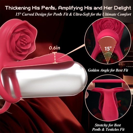 Rose Clitoral Stimulator Penis Ring Vibrator Couples Adult Sex Toys