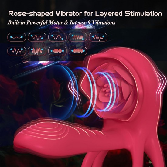 Rose Clitoral Stimulator Penis Ring Vibrator Couples Adult Sex Toys