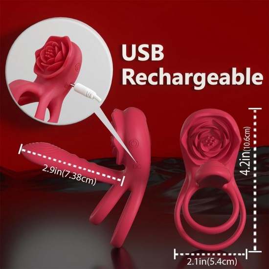 Rose Clitoral Stimulator Penis Ring Vibrator Couples Adult Sex Toys