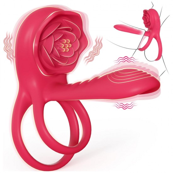Rose Clitoral Stimulator Penis Ring Vibrator Couples Adult Sex Toys