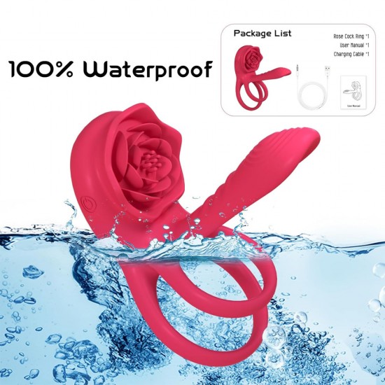 Rose Clitoral Stimulator Penis Ring Vibrator Couples Adult Sex Toys