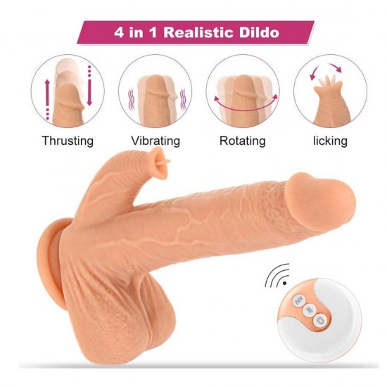 9.8" Vibrating Dildo Thrusting 5 Thrusting 7 Licking 360°Rotation 7 Vibration Modes Hands-Free Clitoral Sex Toys for Women India