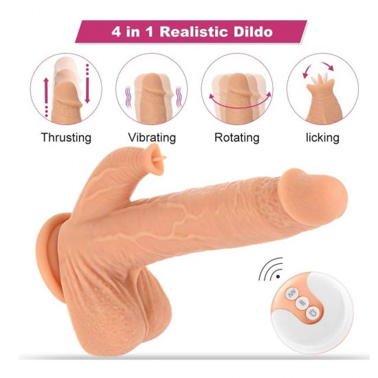 9.8" Vibrating Dildo Thrusting 5 Thrusting 7 Licking 360°Rotation 7 Vibration Modes