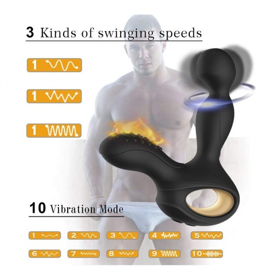 Vibrating Heating Wireless Remote Anal Butt Plug Prostate Massager 3 Speeds Rotating 10 Speeds Vibrating Anal Sex Toy India