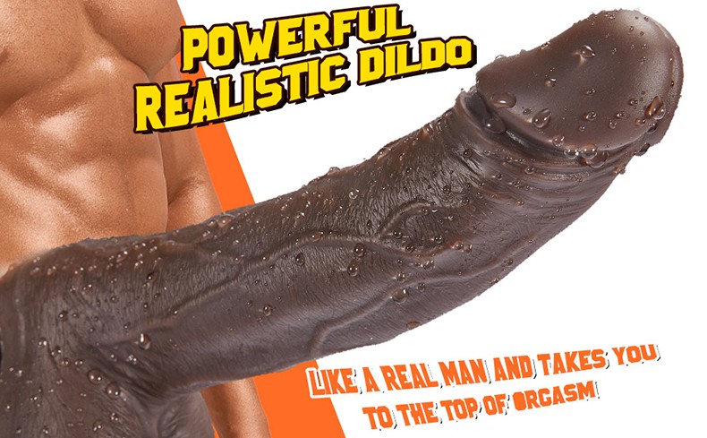 8.7" Wireless Big Black Dildo with 5 Thrusting speeds 10 Vibrating patterns